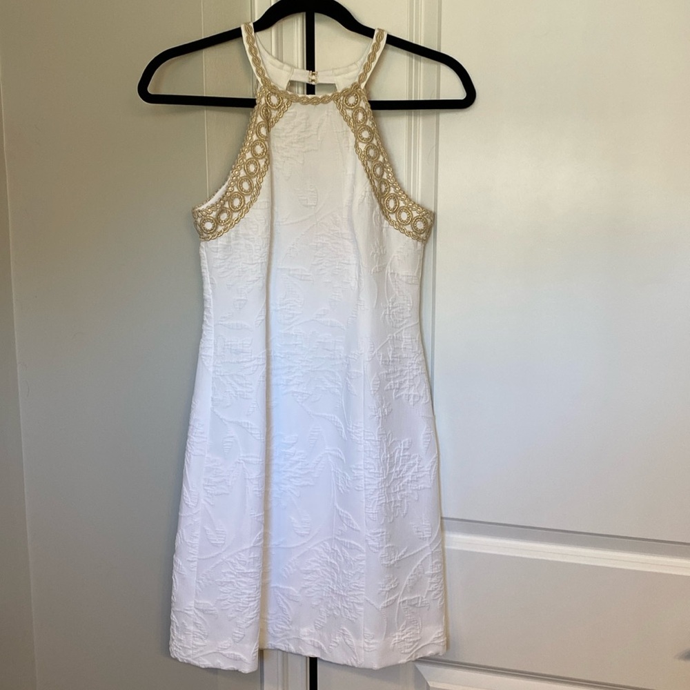 Like new! Lilly Pulitzer white and gold dress.